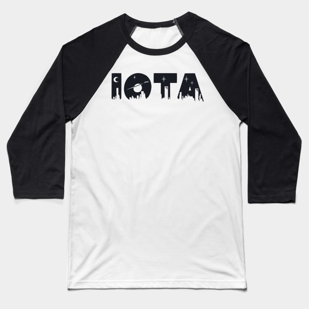 Iota Cityscape Letters Baseball T-Shirt by Rosemogo